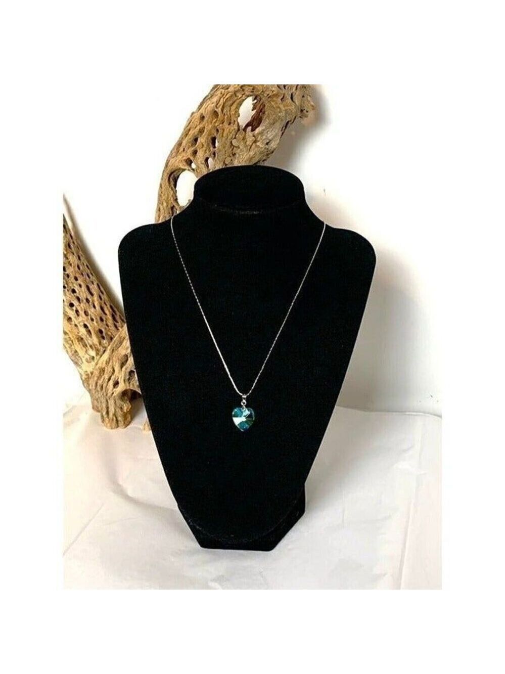 18K White Gold Plated Necklace AB Crystal Heart